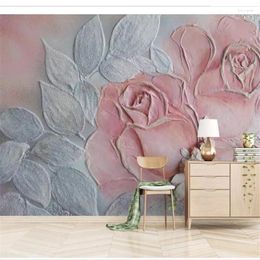 Fonds d'écran Wellyu Papier peint personnalisé Papel De Parede 3D en relief Rose fleur canapé fond peinture murale Papier Peint Behang Tapeta