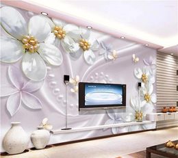Wallpapers Wellyu Aangepaste Behang Papel De Parede Luxe Europese Sieraden Bloem 3D TV Achtergrond Muur Tapiz Carta Da Parati