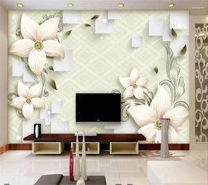 Fonds d'écran Wellyu personnalisé papier peint Papel De Parede 3D tridimensionnel minimaliste fond floral mur pour salon