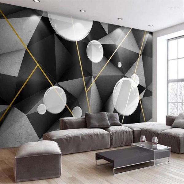 Fonds d'écran Wellyu personnalisé papier peint Papel de Parede moderne minimaliste créatif solide géométrique bulle 3D espace TV canapé fond mur