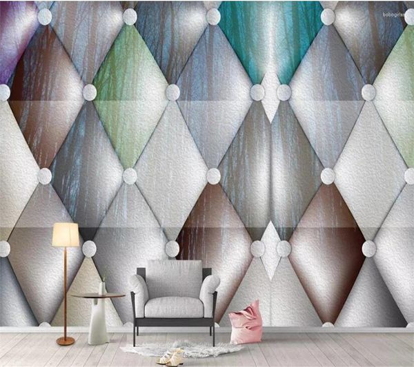 Fonds d'écran Wellyu Papier peint personnalisé Papel De Parede Paysage géométrique moderne Simple Rhombus Fond Mur Tapiz Tapety 3D