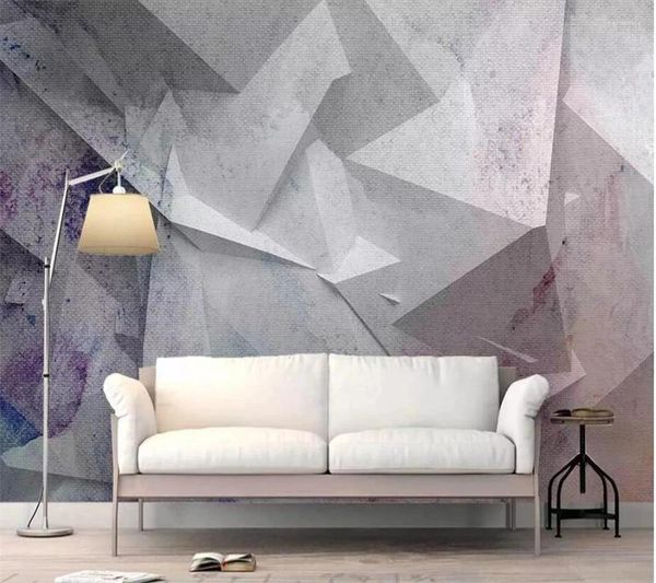 Fonds d'écran Wellyu Papier peint personnalisé Papel de Parede Couleur abstraite Solide Polygonal Triangle Rhombus Moderne 3D Fond Mur Tapiz