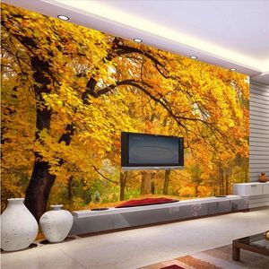 Fondos de pantalla Wellyu Papel tapiz personalizado de gama alta 3D Estéreo PO Murales Papel de pared Otoño Bosque TV Fondo Papel de pared Papier Peint