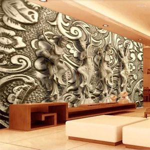 Fonds d'écran Wellyu personnalisé grandes peintures murales mode décoration de la maison sculpture sur pierre Dunhuang Feitian salon papier peint mural