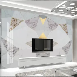 Fonds d'écran Wellyu personnalisé papier peint 3D géométrique moderne minimaliste créatif abstrait jazz fond de marbre blanc