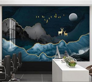 Fonds d'écran Wellyu personnalisé papier peint 3D chinois peint à la main paysage carte gris clair TV fond