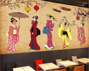 Wallpaper WELLYU Mode Zijden Doek Behang Sexy Japanse Vintage Karakter Winkel Sushi Achtergrond Muur Papel De Parede 3d Wallpaper3D