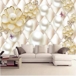 Fonds d'écran Wellyu Papel De Pared Papier peint personnalisé luxe cristal fleur tridimensionnelle fond mur Parede 3d Papier Pein