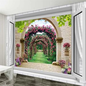Wallpapers Wellyu Papel De Parede 3D Custom Wallpaper Europese stijl Stereo Window Rose TV Achtergrond Behang Tapety
