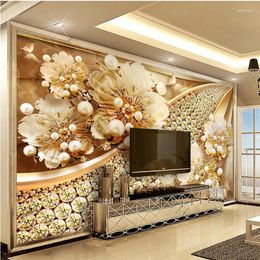 Fondos de pantalla Wellyu Papel de Parede Fondo de pantalla personalizado Joyería Floral Diamond Facking Mall para sala de estar PO