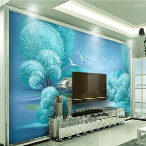 Fonds d'écran Wellyu Papel de Parede personnalisé papier peint chinois l'eau de rêve belle paysage peinture de peinture de fond mural mural