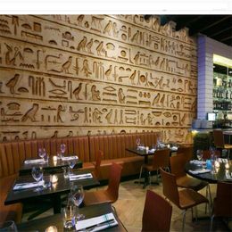 Fonds d'écran Wellyu Papel De Parede Para Quarto Papier peint personnalisé Classique Rétro Hiéroglyphes égyptiens Bar Restaurant Fresques Tapety