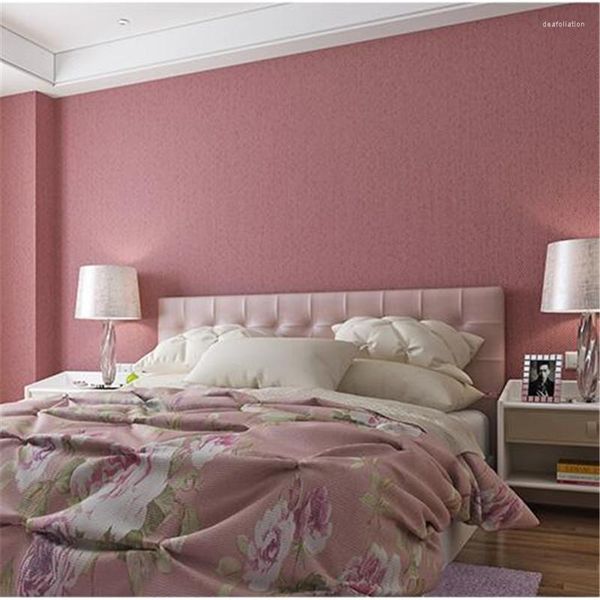 Fonds d'écran Wellyu Princesse Poudre Non-tissé Papier peint Chambre Salon chaud Simple Moderne Violet Rose Couleur unie coréenne