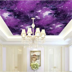 Fonds d'écran Wellyu Universe Starry Sky Papier peint Plafond 3D Chambre à coucher tridimensionnelle Planète Fantasy Motif Top Papier KTV