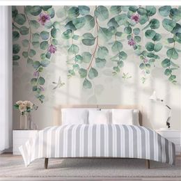 Fonds d'écran Wellyu papiers peints décor à la maison papier personnalisé nordique minimaliste feuilles tropicales fleurs papillon oiseau chambre behang 220927