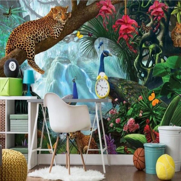 Fondos de pantalla Wellyu Wallpaper Tree Branches Leopard Kids Room TV Fondo Mural Papel de Parede3D 3D PO Naturaleza
