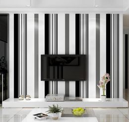 Wallpapers wit zwart grijs behang moderne verticale strepen muurpapier tv achtergrond woonkamer bedekken muurschildering voor meisje boy bed6727932