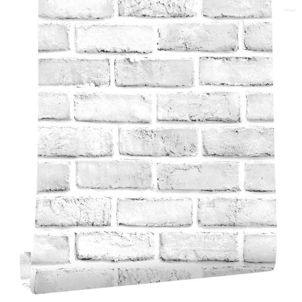 Fonds d'écran Blanc Brique Papier Peint Auto-Adhésif 3d Salon Chambre Fond Mur Rénovation Papier