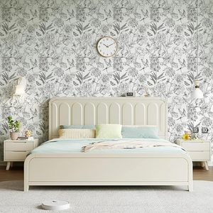 Wallpapers witte schets bloemen behang klassieke schil en stok bloem huis meubels kast sticker grijs waterdichte pvc wanddecor