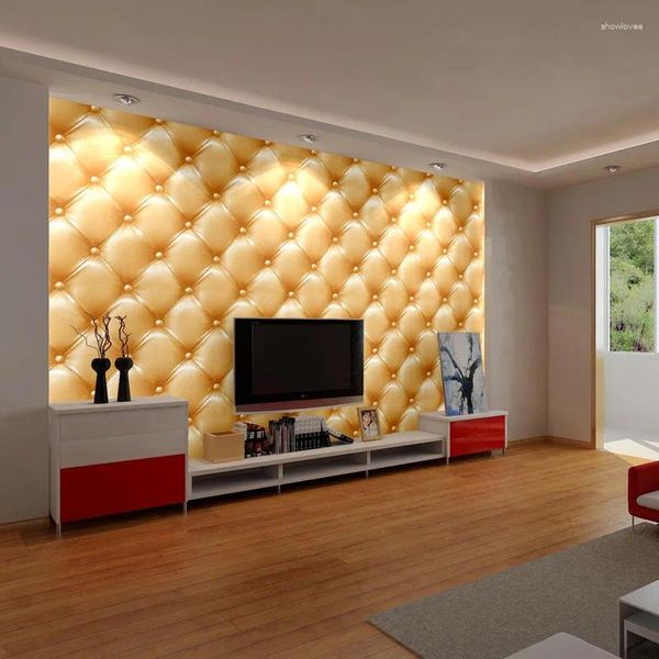Fondos de pantalla WMYDYG Europa PVC Bolsa suave Papel tapiz Mural de cuero sintético para decoración del hogar Sala de estar Dormitorio TV Fondo Papel de pared