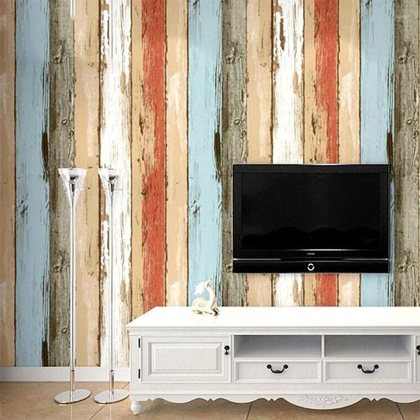 Fondos de pantalla Grano de madera Papel tapiz 3d Tridimensional Log Color Dormitorio Restaurante Comercial Estilo chino
