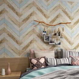 Wallpapers Houten Paneel Strepen Vintage Behang Rol Effect Feature Slaapkamer Voor Muur 3d Papers Home Decor Vloeren