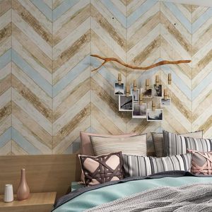 Papeles pintados Panel de madera Rayas Papel tapiz vintage Efecto de rollo Característica Dormitorio para pared Papeles 3d Decoración para el hogar Pisos