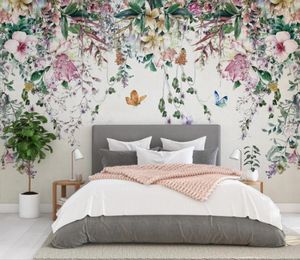 Fonds d'écran XUE SU Grand papier peint mural personnalisé nordique moderne frais aquarelle vigne fleur fond revêtement mural