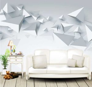 Xuesu papier peint personnalisé 3D/8D Mural nordique minimaliste abstrait tridimensionnel Triangle géométrique TV fond mur