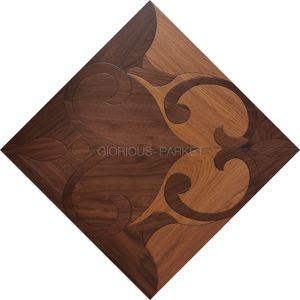 Noyer géométrique conçu fleuri motif carrelage amélioration de l'habitat médaillon naturel incrustation maison déco sur mesure papier peint marqueterie tapis