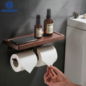 Walnut Paper Holder Holder badkamer plank shampoo toilet keuken telefoon aluminium rack wc accessoires 231221