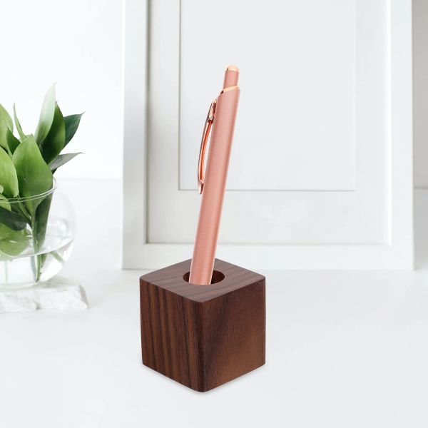 Soporte de lápiz de nogal soporte de madera de madera manicura de casa para escritorio de escritorio de oficina