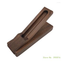 Walnut enkele pen display houder borstel houten potloodkastdoos met deksel bureaublad briefpapier opslag organizer voor potloden