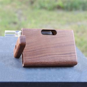 Kit de tuyau One Hitter en bois de noyer avec filtres à cigarettes en verre Tube à fumer Modèle de tuyau en bois creusé: AC529