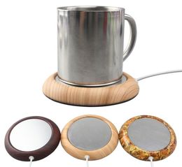 Bois de noyer grain USB chauffe-tasse coussin café thé boissons au lait chauffage sécurité électrique bureau chaud coussin chauffant matel base marbre 1085224