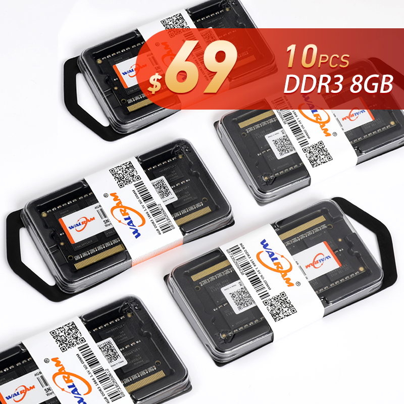 WALRAM 10PCS DDR3 DDR3L 8 Go 4 Go 16 Go RAM Notebook 1333 1600 1866MHz Memoria Ram DDR4 2133 2400 2666 3200MHz Mémoire d'ordinateur portable