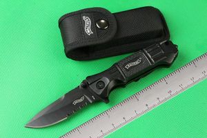 WALTHER 715 Titane Tactique Couteau Pliant 440C 57HRC Lame Dentelée G10 Poignée Randonnée Chasse Survie Couteau De Poche Militaire Utilitaire EDC