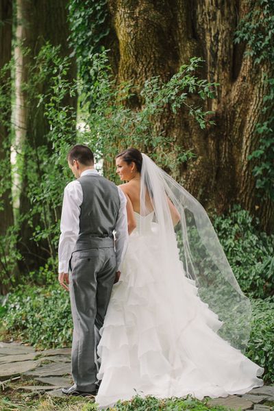 Valse longueur blanc ivoire Champagne une couche voile de mariage bord coupé avec peigne 917p