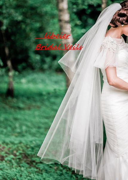 Longueur de valse voile de mariée blanc ivoire 2 t cathédrale coupe bord peigne voile de mariée