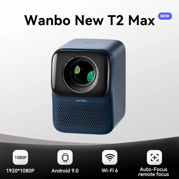 WANBO T2 Max projecteur 1080p Full Hd Android 90 Mini Wifi mise au point automatique 450Ansi Portable HIFI son maison extérieure 240110