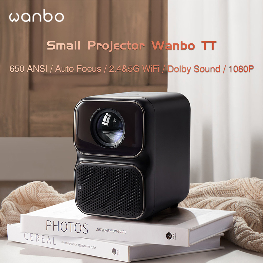 Wanbo TT Mini Projetor Netflix Certificado 1080P Sistema Linux 15000 Lumens 4K Dolby Audio HDR10 5G Projetor de home theater inteligente