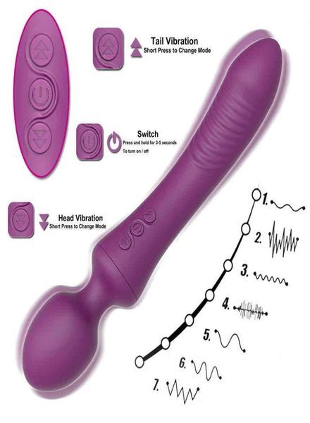 Wand Toysoft Av Vibrateurs puissants pour les femmes à 20 vibratoires à double moteur Masseur de vibrateur Sex Clitoris Vagina anus stimuler Q05082236443