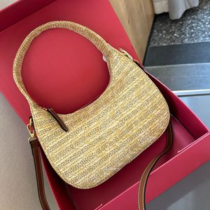 Bolso vagabundo de ganchillo, bolso hobo de diseñador de lujo, mano de obra de ganchillo de paja, bolso de hombro con letras bordadas, bolso de compras informal de verano para mujer, bolso de mano de alta calidad