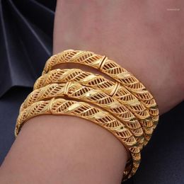 Wando 24K 4 Stuks Kan Open Dubai Arabische Koeweit Goud Kleur Armbanden Voor Vrouwen Meisje Arabische Midden-oosten bruid Afrikaanse Sieraden Bangle338s