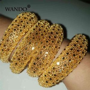 Wando 4 stks Ethiopische Sieraden Goud Kleur Armbanden Voor Vrouwen Meisje Dubai Afrikaanse Armbanden Geschenken B141 210918