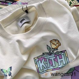 Wangcai01 Camiseta DIY Kith Box Camiseta Camiseta Casco Mujeres Mujeres Kith THISH FLORAL FLORAL 100% Algodón Tops de gran tamaño 0315H23