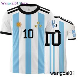 Wangcai01 DIY T-shirt Nieuw Argentin Nummer 10 Print T-shirts Streetwear Sportswear T-shirt Women Men Argenti 3 Stars Oversized Tops T-shirt 0315H23