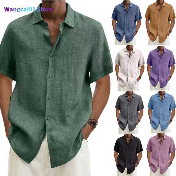 wangcai01 chemises décontractées masculines chemises en lin en coton pour hommes vêtements camisa masculina chise homme camisas de hombre blouses ropa hombre roupas 0213h23