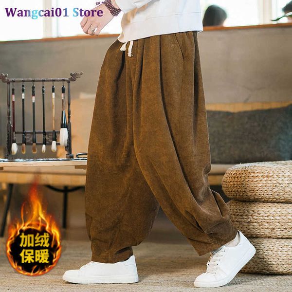 wangcai01 Men's Pants MRGB hommes hiver nouveau couleur unie polaire velours côtelé pantalon mâle 2023 mode épaississement surdimensionné sarouel femmes chaud pantalon 0318H23