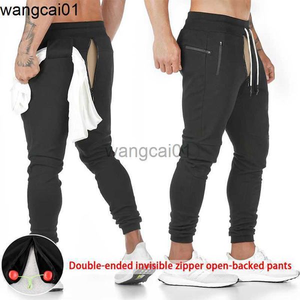 wangcai01 Pantalones de hombre Pantalones de asiento abiertos invisibles convenientes al aire libre Pantalones casuales de ejercicio para hombres Pantalones de chándal de camuflaje de algodón para hombres Pantalones con banda en el tobillo 0315H23